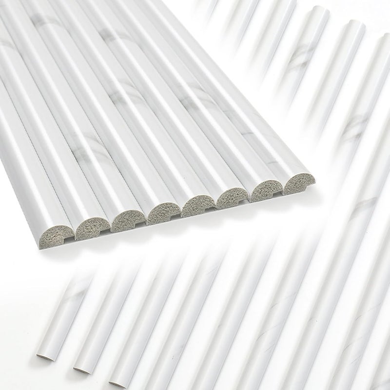 Tilingview 10-Pack Peel and Stick Tile Trim for Backsplash – 12" Self-Adhesive PVC Molding Edge, Decorative Pencil Tile Edging for Walls (White Stone) - Image 2